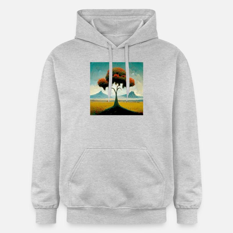 Surrreal Landschaft Baum Einsamkeit Berge - Gildan Unisex Softstyle® Midweight Hoodie - Hellgrau meliert