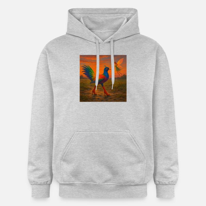 Oiseau en Higheels avec Elf - Sweat à capuche Softstyle® Gildan Unisexe - gris clair chiné