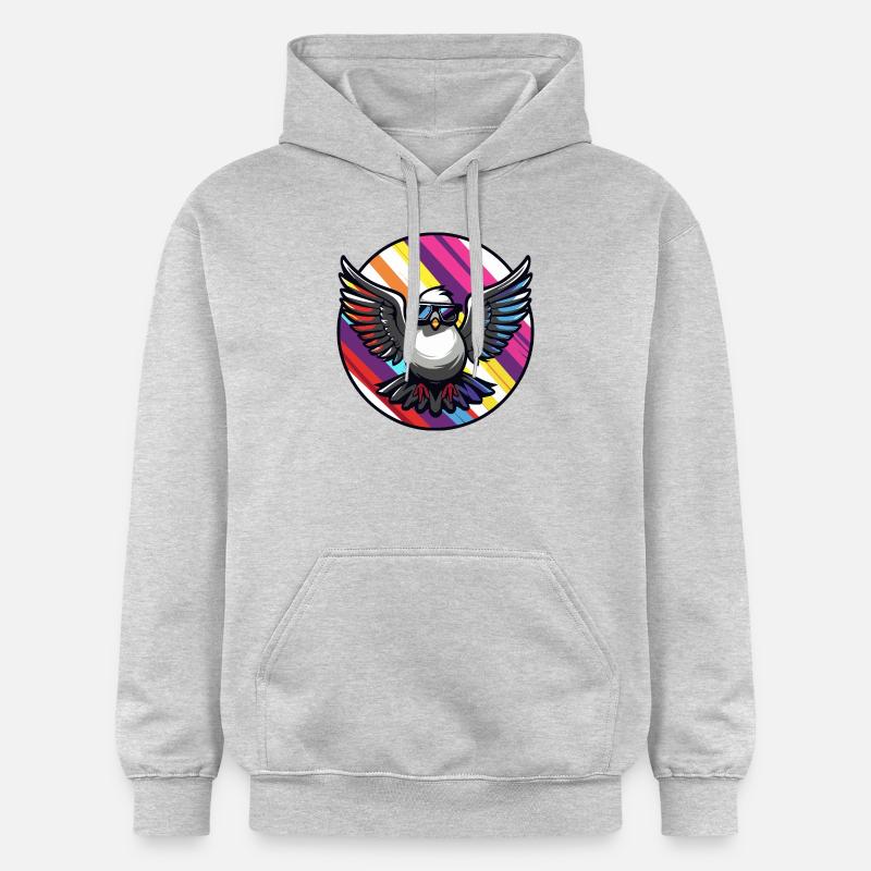 Colombe oiseau bande dessinée cool - Sweat à capuche Softstyle® Gildan Unisexe - gris clair chiné
