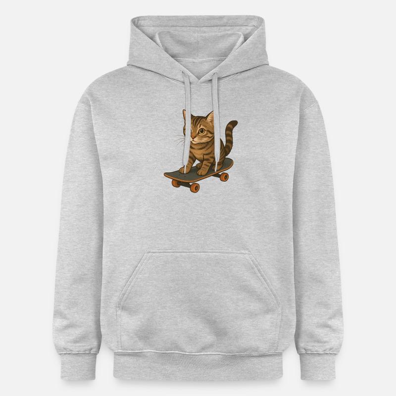 Chat sur skateboard - Sweat à capuche Softstyle® Gildan Unisexe - gris clair chiné