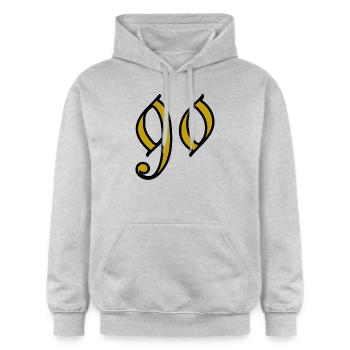 90. 90 JAHRE. 90. JAHRESTAG. 90-JÄHRIGES JUBILÄUM. - Gildan Unisex Softstyle® Midweight Hoodie - Hellgrau meliert - Vorne - Liana (172cm) & Jaron (178cm)
