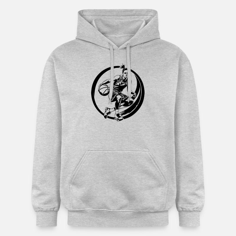 Basketteur Basketteur Basketteur Silhouette - Sweat à capuche Softstyle® Gildan Unisexe - gris clair chiné