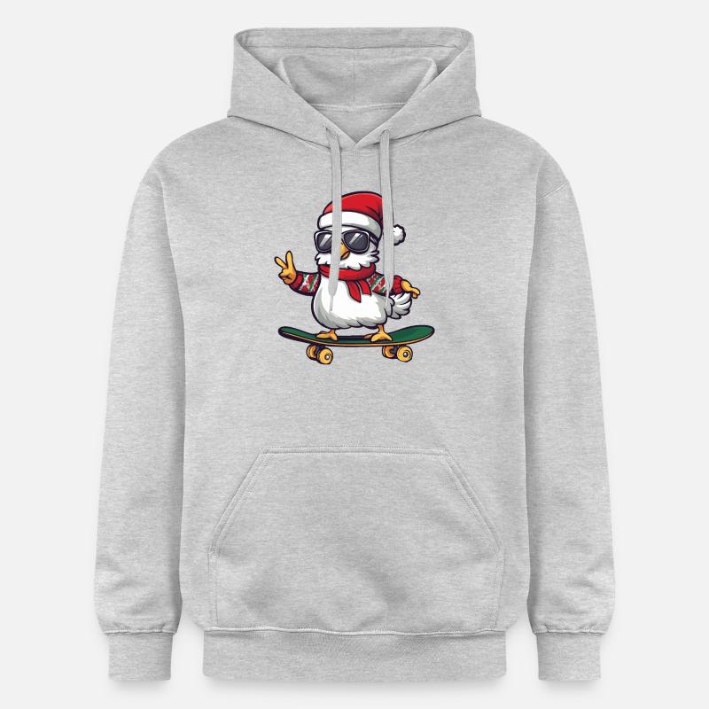 Poulet Noël drôle - Sweat à capuche Softstyle® Gildan Unisexe - gris clair chiné