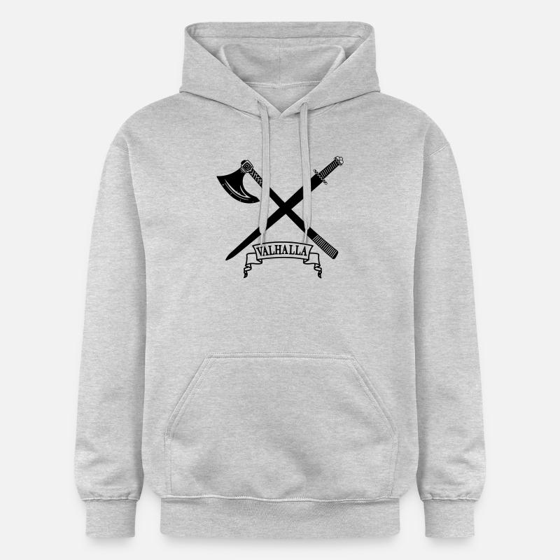 Valhalla avec hache et épée - Sweat à capuche Softstyle® Gildan Unisexe - gris clair chiné