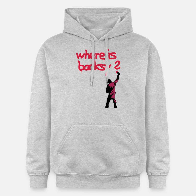 où est banksy - Sweat à capuche Softstyle® Gildan Unisexe - gris clair chiné