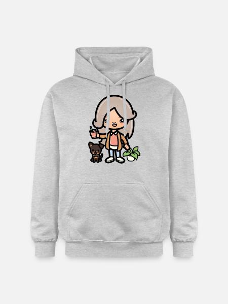 Cute toca girl - Aesthetic game character and dog - Gildan Unisex Softstyle® Midweight Hoodie - light heather grey