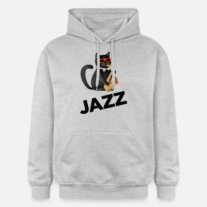 Saxophone Jazz Cat - Sweat à capuche Softstyle® Gildan Unisexe - gris clair chiné