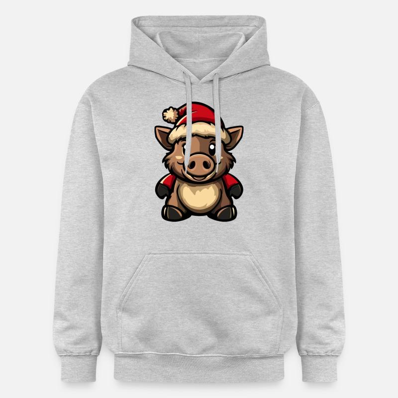 Cochon Noël Noël Sanglier - Sweat à capuche Softstyle® Gildan Unisexe - gris clair chiné