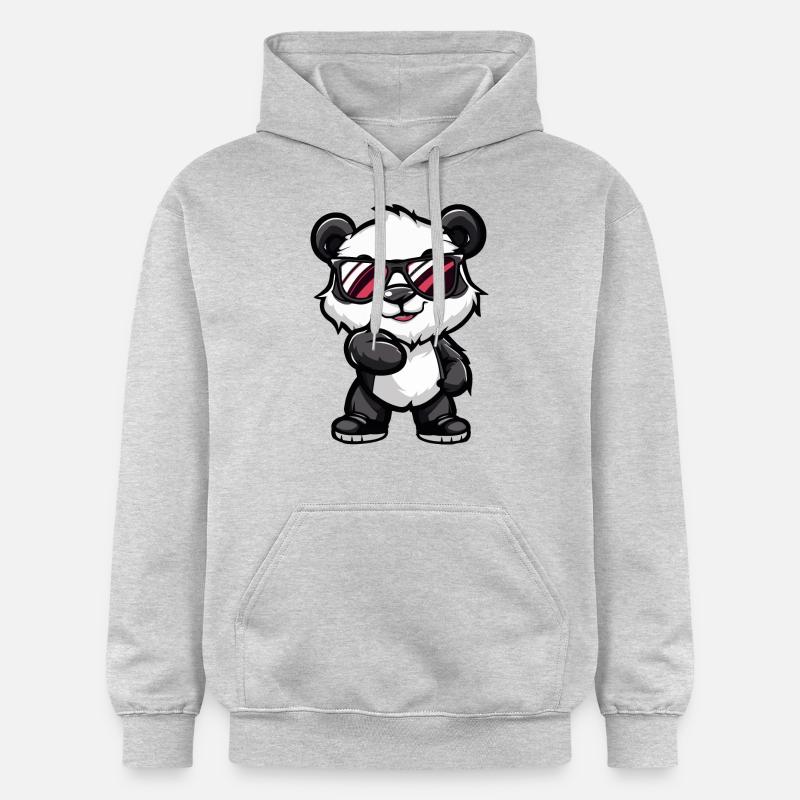 Panda Bande Dessinée Cool - Sweat à capuche Softstyle® Gildan Unisexe - gris clair chiné