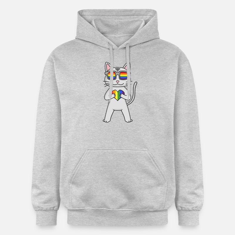 Chat LGBT Devon Rex Rainbow - Sweat à capuche Softstyle® Gildan Unisexe - gris clair chiné