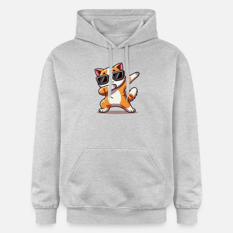 chat bande dessinée dabbing - Sweat à capuche Softstyle® Gildan Unisexe - gris clair chiné