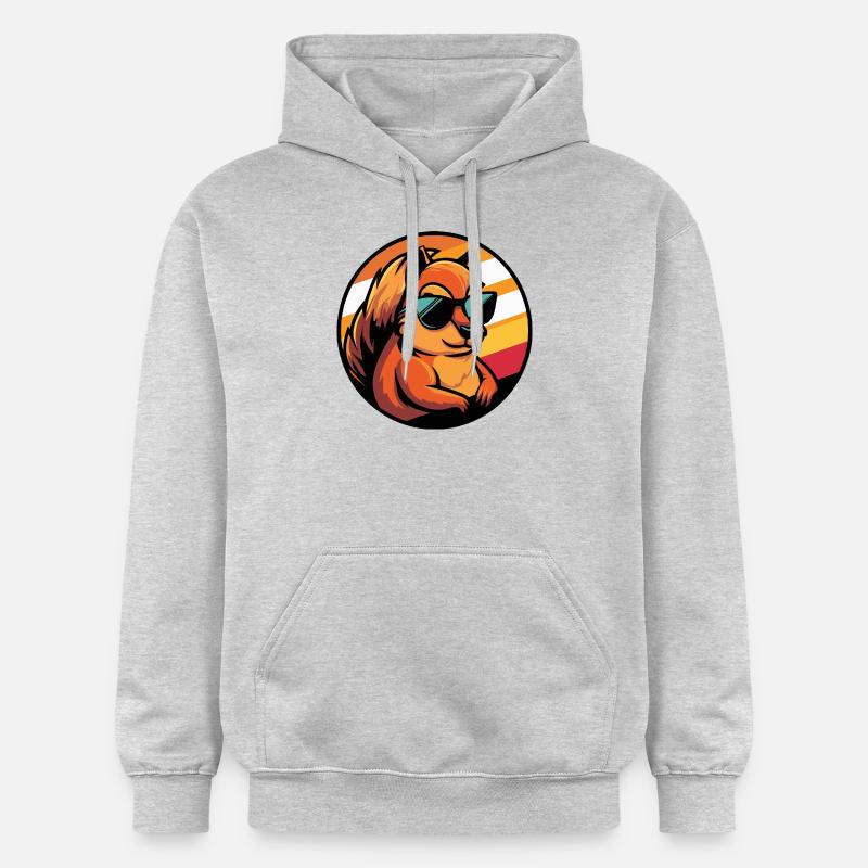 Écureuil Bande dessinée Cool - Sweat à capuche Softstyle® Gildan Unisexe - gris clair chiné
