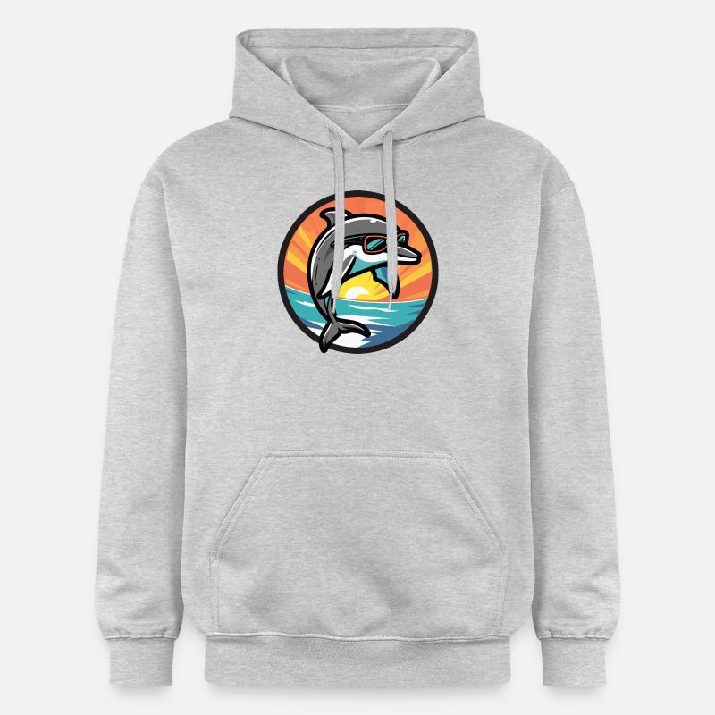 Delfin Cool Comic - Gildan Unisex Softstyle® Midweight Hoodie - Hellgrau meliert