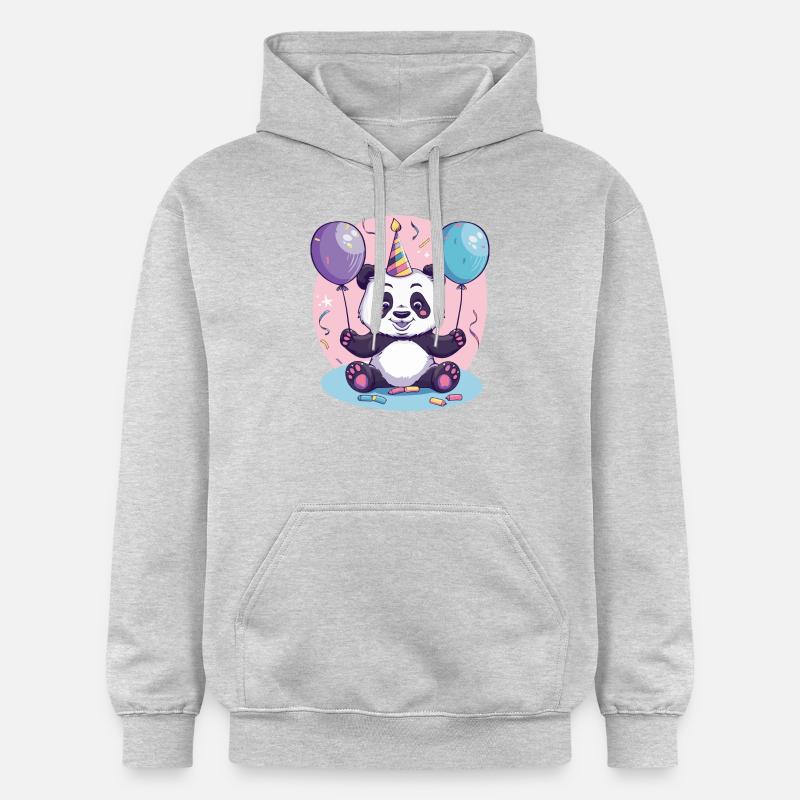 Panda Anniversaire Bande Dessinée - Sweat à capuche Softstyle® Gildan Unisexe - gris clair chiné