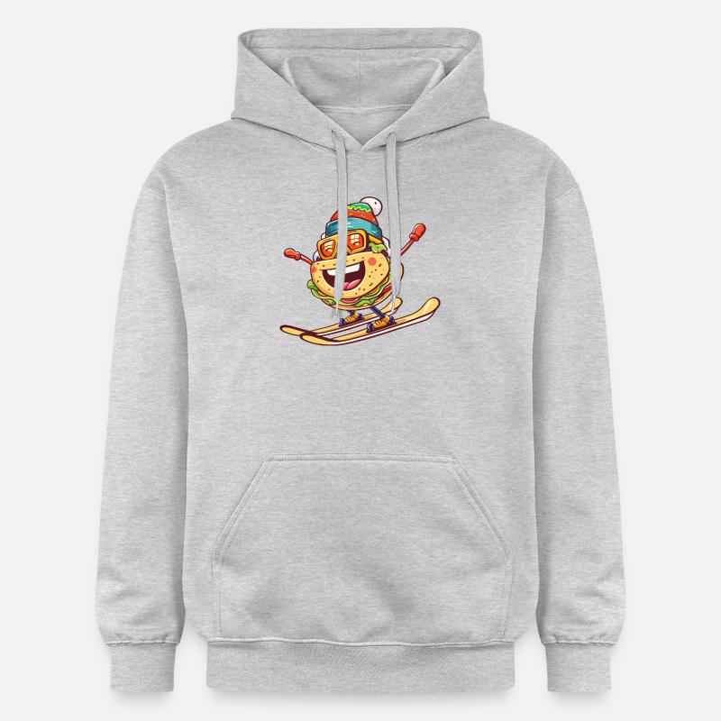 Taco Skier Aventure Descente - Sweat à capuche Softstyle® Gildan Unisexe - gris clair chiné