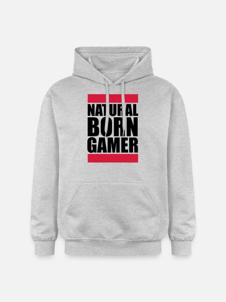 Natural Born Gamer Logo - Gildan Unisex Softstyle® Midweight Hoodie - light heather grey