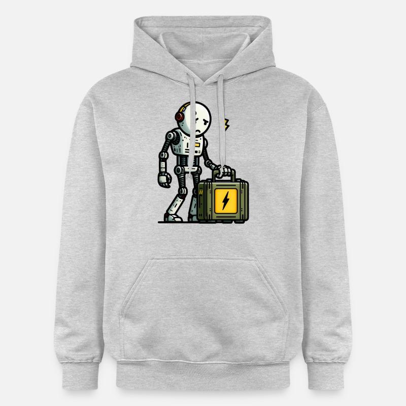 Robot Triste Malette D'Energie - Sweat à capuche Softstyle® Gildan Unisexe - gris clair chiné