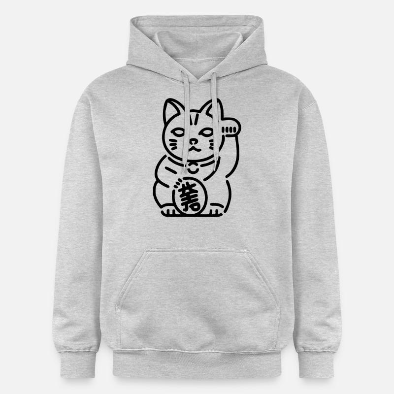 Chat Maneki Neko - Sweat à capuche Softstyle® Gildan Unisexe - gris clair chiné