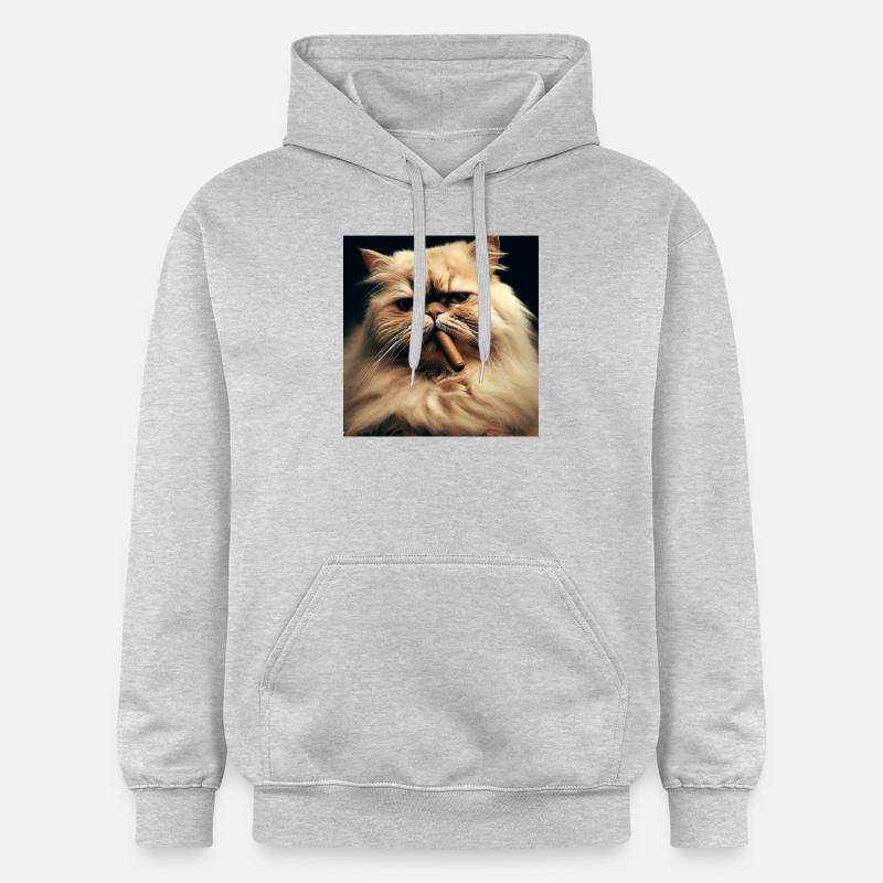Chat persan Negan avec cigare - Sweat à capuche Softstyle® Gildan Unisexe - gris clair chiné