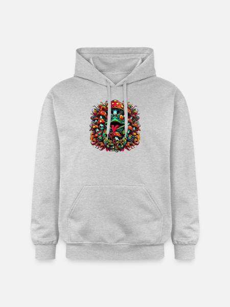 Psychedelic frog with mushrooms - Gildan Unisex Softstyle® Midweight Hoodie - light heather grey