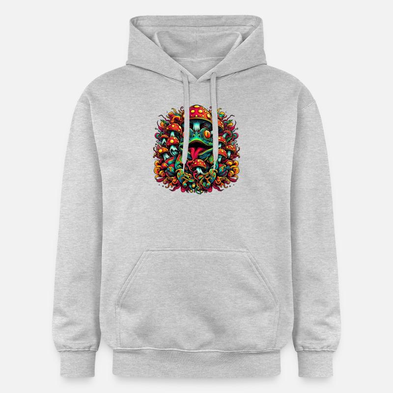 Grenouille psychédélique aux champignons - Sweat à capuche Softstyle® Gildan Unisexe - gris clair chiné