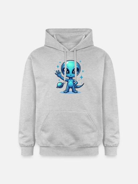 Alien mit Peace-Zeichen - Gildan Unisex Softstyle® Midweight Hoodie - Hellgrau meliert