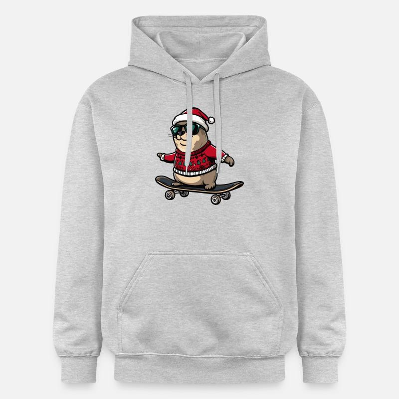 phoque animal Noël drôle - Sweat à capuche Softstyle® Gildan Unisexe - gris clair chiné