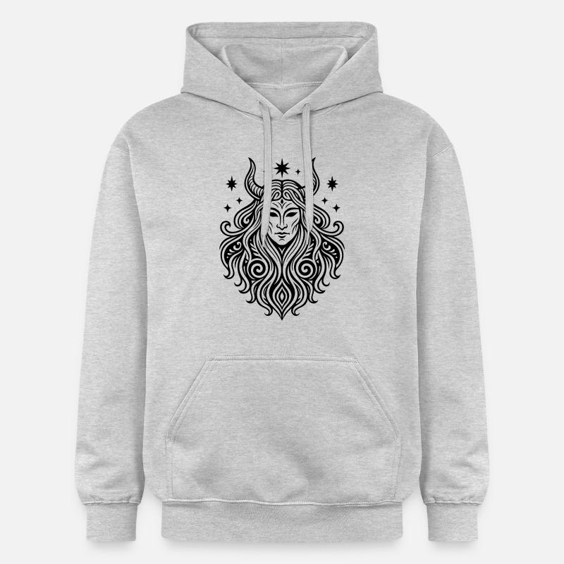 Rauhnächte Perchten Masque Symbole Païen - Sweat à capuche Softstyle® Gildan Unisexe - gris clair chiné