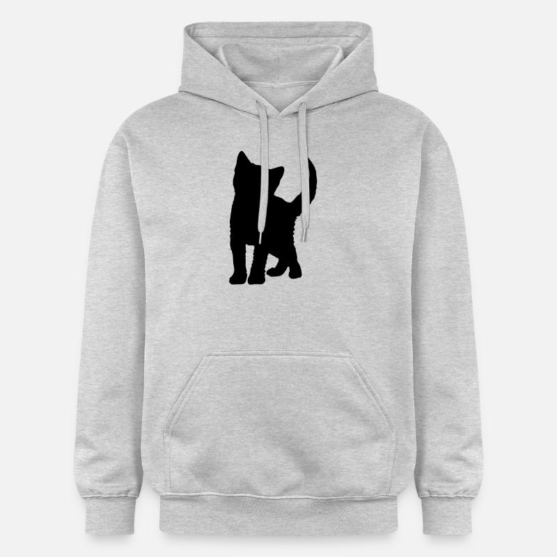 Chat chat silhouette noir - Sweat à capuche Softstyle® Gildan Unisexe - gris clair chiné
