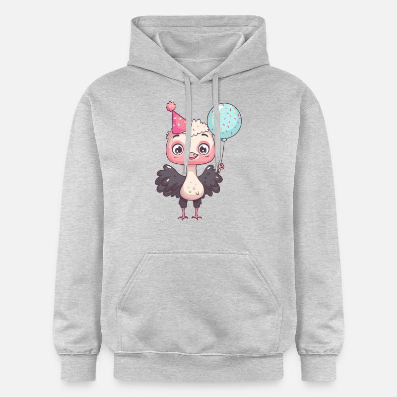 Bande dessinée d’anniversaire d’autruche - Sweat à capuche Softstyle® Gildan Unisexe - gris clair chiné