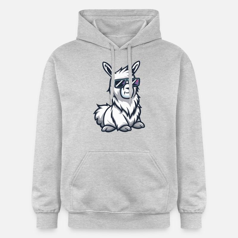 Alpaga Lama Bande Dessinée Cool - Sweat à capuche Softstyle® Gildan Unisexe - gris clair chiné