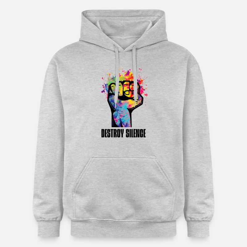Détruisez le silence - Sweat à capuche Softstyle® Gildan Unisexe - gris clair chiné