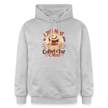 Amateur de pâtisserie Je veux juste boire du café et manger C-roll - Sweat à capuche Softstyle® Gildan Unisexe - gris clair chiné - Devant - Liana (172cm) & Jaron (178cm)