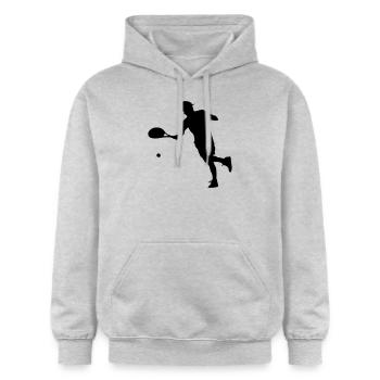 tennis spieler - Gildan Unisex Softstyle® Midweight Hoodie - Hellgrau meliert - Vorne - Liana (172cm) & Jaron (178cm)