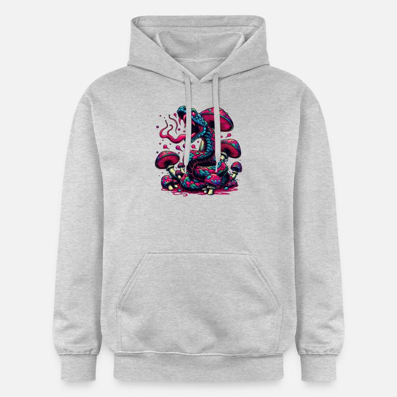 Serpent psychédélique aux champignons - Sweat à capuche Softstyle® Gildan Unisexe - gris clair chiné