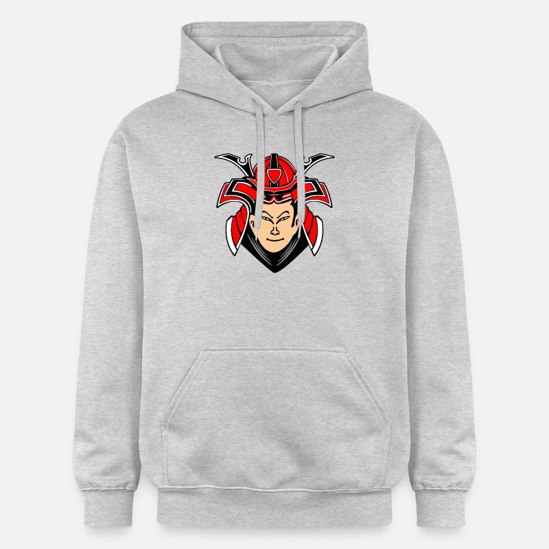 Samurai mit Helmdesign - Gildan Unisex Softstyle® Midweight Hoodie - Hellgrau meliert