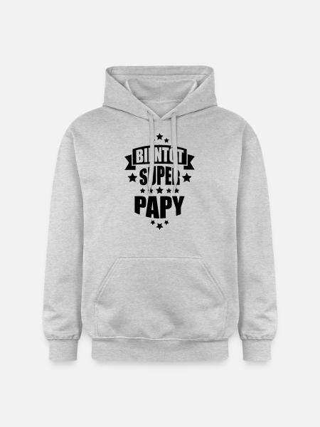 bientôt super papy - Sweat à capuche Softstyle® Gildan Unisexe - gris clair chiné