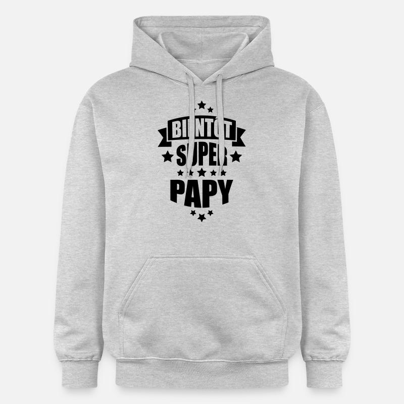bientôt super papy - Sweat à capuche Softstyle® Gildan Unisexe - gris clair chiné