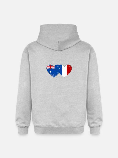 Australia France Flag Heart used - Gildan Unisex Softstyle® Midweight Hoodie - light heather grey