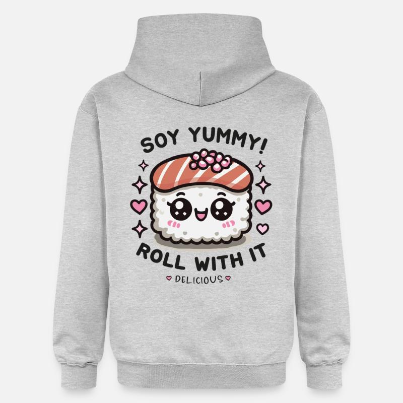 Sushi vibes Roulez avec ! - Sweat à capuche Softstyle® Gildan Unisexe - gris clair chiné