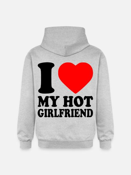 I love my girlfriend - Gildan uniseks Softstyle® Midweight hoodie - lichtgrijs gemêleerd