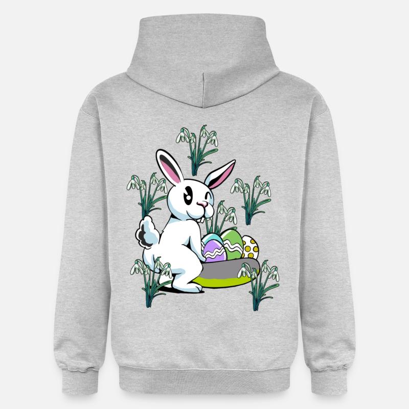 Spring snowdrop flowers Easter bunny - Gildan Unisex Softstyle® Midweight Hoodie - light heather grey