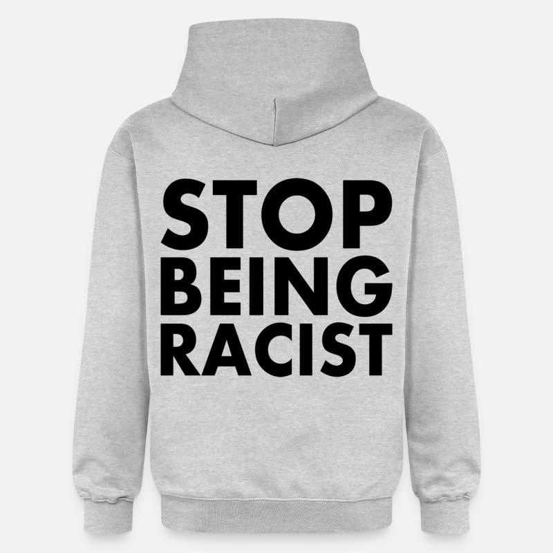 Stop being racist - Sweat à capuche Softstyle® Gildan Unisexe - gris clair chiné