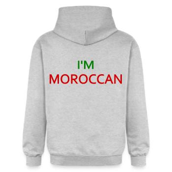 I'm moroccan - Sweat à capuche Softstyle® Gildan Unisexe - gris clair chiné - Dos - Liana (172cm)