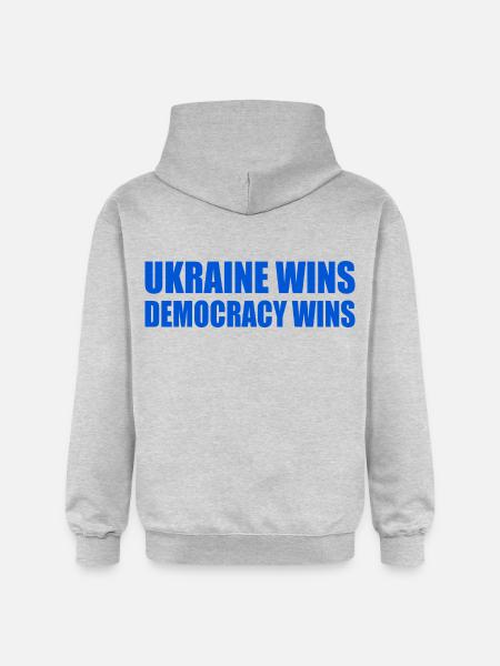 Ukraine wins democracy wins - Gildan Unisex Softstyle® Midweight Hoodie - light heather grey