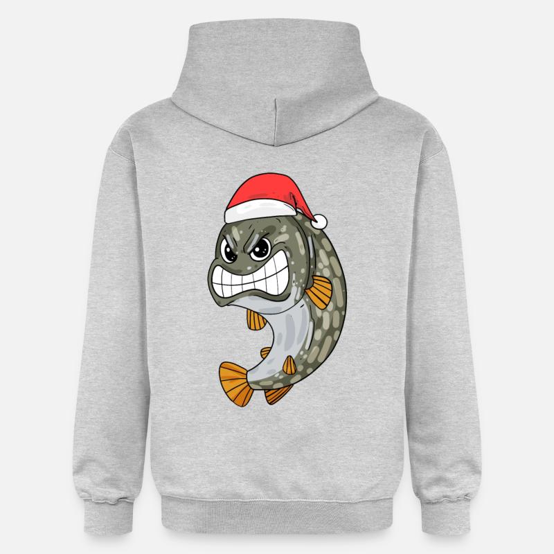 Noël du poisson brochet - Sweat à capuche Softstyle® Gildan Unisexe - gris clair chiné