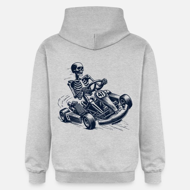 Skeleton Racer Go-Kart Adventure - Sweat à capuche Softstyle® Gildan Unisexe - gris clair chiné