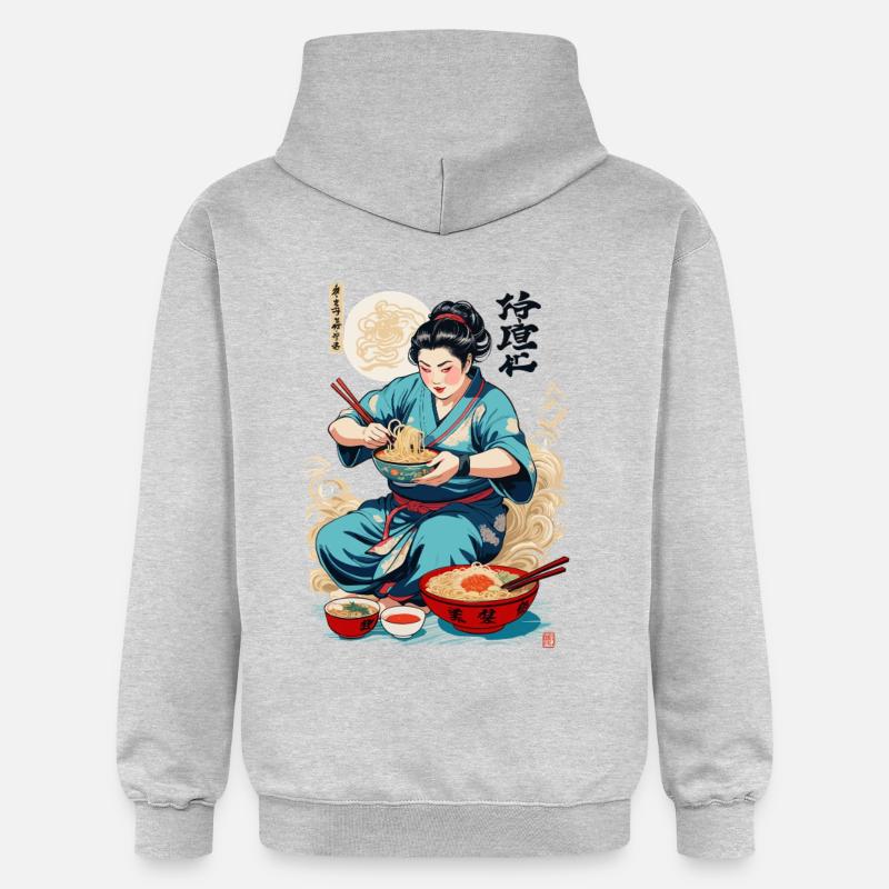 Ramen ukiyo-e Esthétique rétro japonaise - Sweat à capuche Softstyle® Gildan Unisexe - gris clair chiné