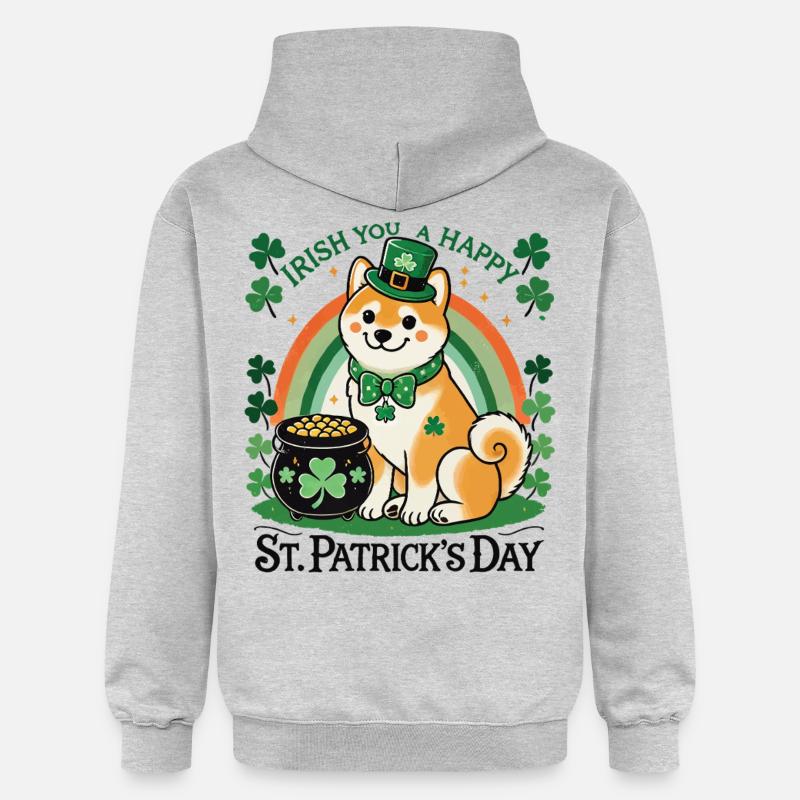 Saint-Patrick Chien heureux Arc-en-ciel - Sweat à capuche Softstyle® Gildan Unisexe - gris clair chiné