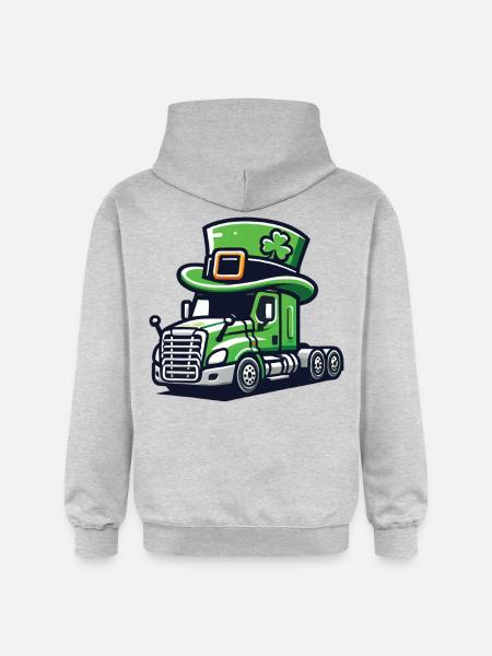 St. Patrick's Day lastebil med topphatt - Gildan Unisex Softstyle® Midweight Hoodie - lysgrå melert